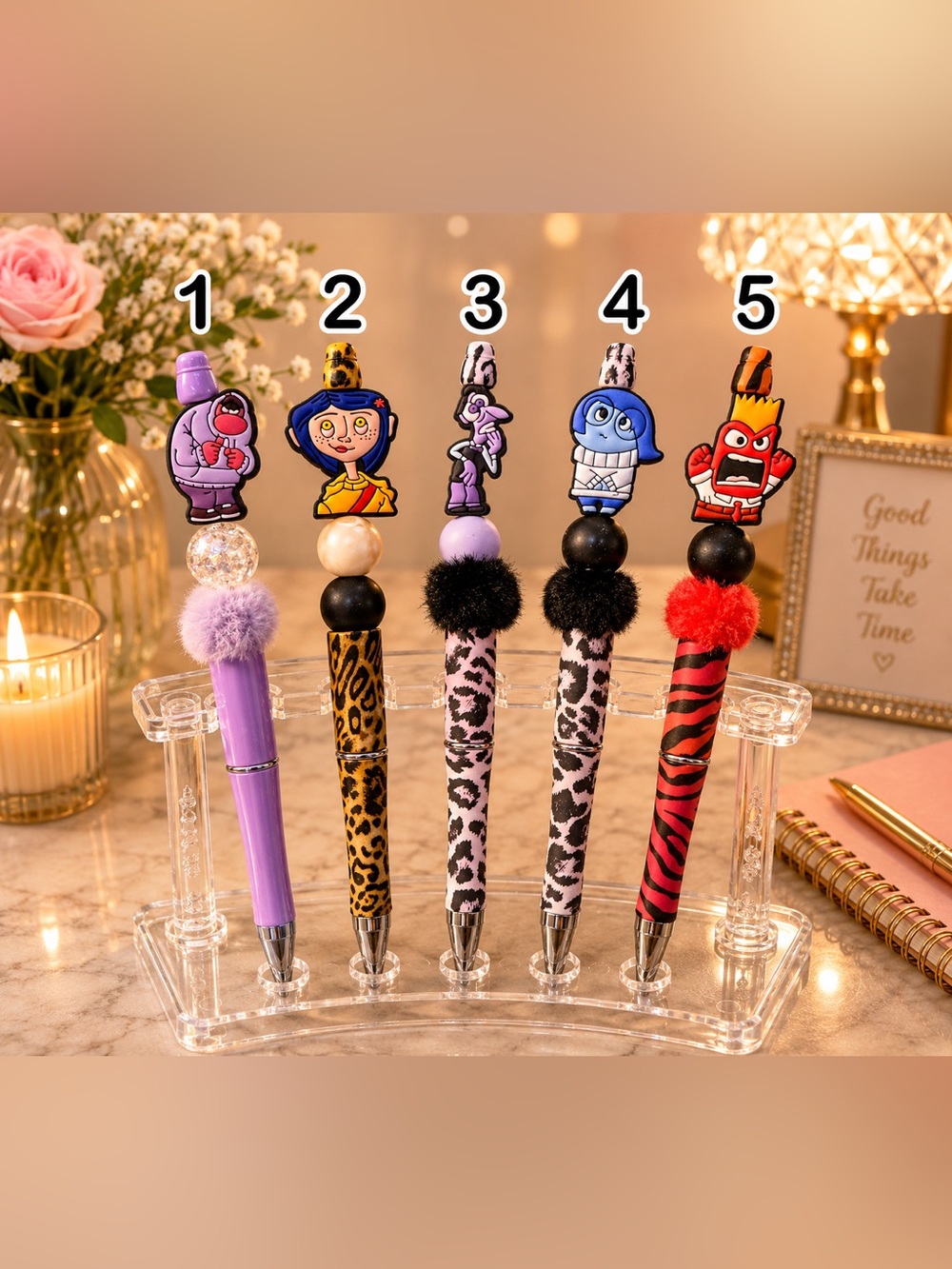 1 Hand crafted pens various designs-  comes nicely packaged with one refill